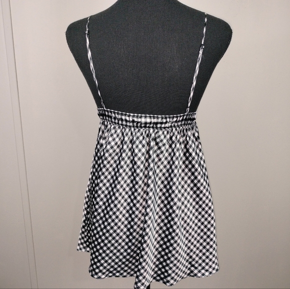 NWT Victoria's Secret Black & White Gingham w/ Pink Trim Babydoll Negligee Sz. M - Picture 8 of 12